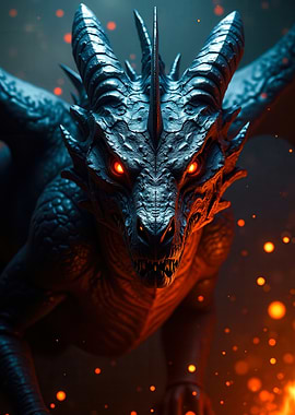 Inferno Sovereign – Obsidian Dragon Amidst Ember Storm