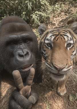 Gorilla and Tiger Selfie