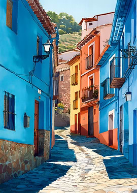 Colorful European Street Scene