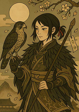 Asian Woman with Falcon