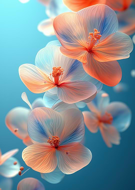 Translucent Floral Arrangement on Blue