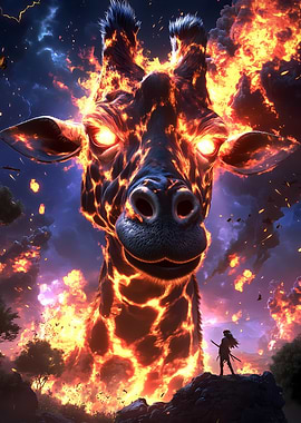 Fiery Giraffe Confrontation Animal