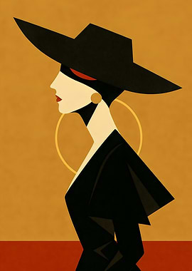 Geometric Fashion Lady – Art Deco Minimalism in Black & Gold