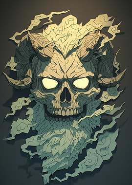 Horned Skull with Glowing Eyes