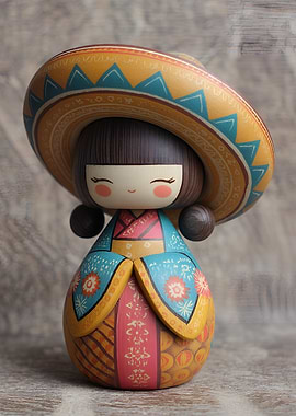 Kokeshi Doll with Sombrero