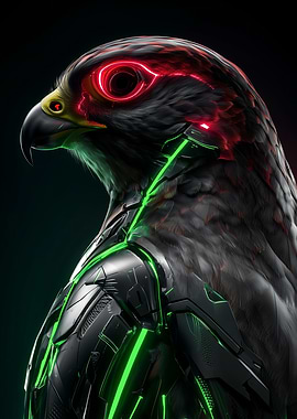 CyberRaptor – Futuristic Falcon in Neon Combat Armor