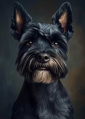 Portrait of a Black Miniature Schnauzer