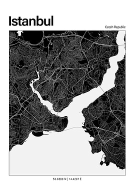 Istanbul Black and White Map