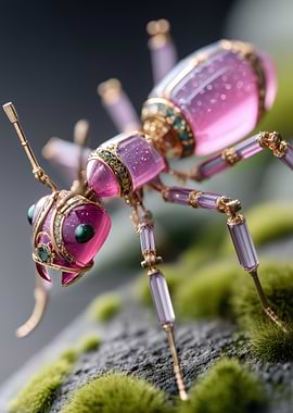 Jeweled Pink Ant on Mossy Rock
