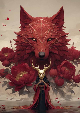 Red Wolf Masked Figure