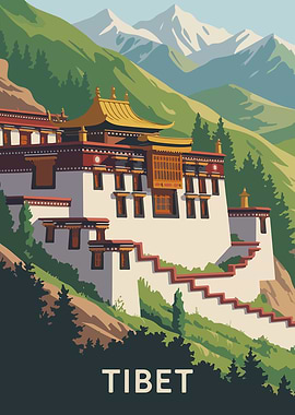 Tibet Landscape Art Print
