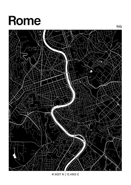 Rome Black and White Map