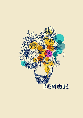 Sunflower Sketch with Colorful Circles