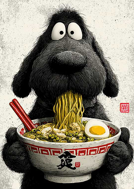 Dog Eating Ramen
