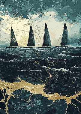 Sailboats at Sea