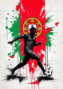 Portugal Soccer Player Action Art