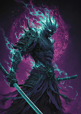 Flaming Samurai Warrior