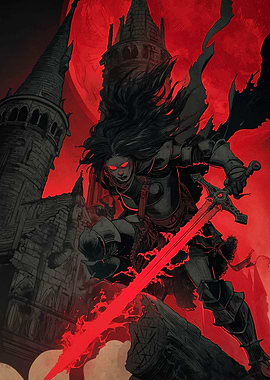 Dark Knight with Red Sword