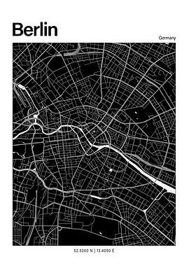 Berlin Black and White Map
