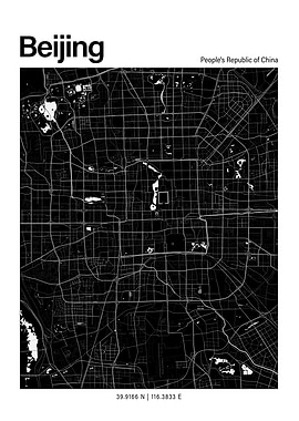 Beijing Black and White Map