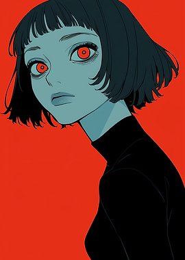 Red-Eyed Girl in Black Turtleneck