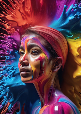 Colorful Paint Splatter Portrait