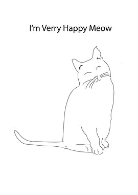 Happy Cat Line Art