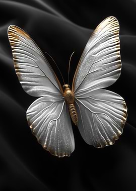 Silver and Gold Butterfly on Black
