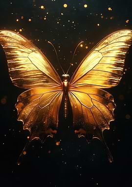 Golden Butterfly with Glittering Details