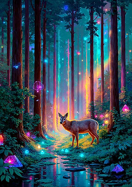 Enchanted Forest with Deer