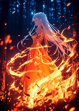 Anime Girl in Fire