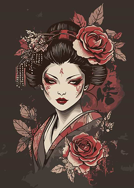 Geisha with Roses