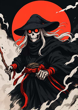 Grim Reaper Witch with Red Eyes