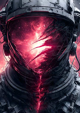 Astronaut Helmet with Nebula Reflection