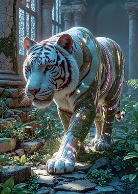 White Tiger in Ancient Ruins