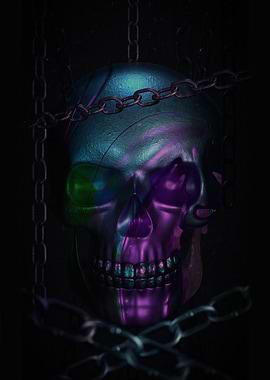 Chained Skull with Vibrant Colors