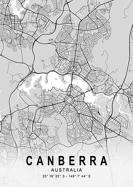 Canberra Light City Map