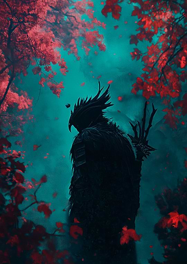 Dark Warrior in Autumn Forest