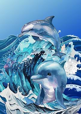 Dolphins in the Surf