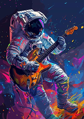 Astronaut Guitarist in Space