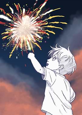 Boy Watching Fireworks