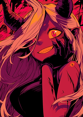 Anime Devil Girl with Horns
