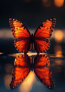 Orange Butterfly Reflection