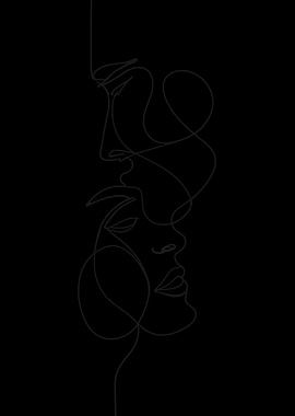Minimalist Line Art: Faces in Profile
