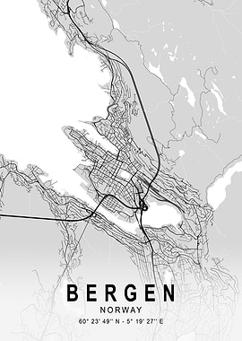 Bergen Light City Map