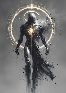 Futuristic Figure with Glowing Core