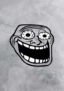 Trollface Meme on Gray Background