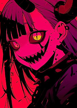 Anime Devil Girl with Horns
