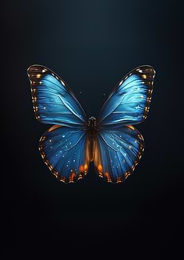 Blue Butterfly on Dark Background