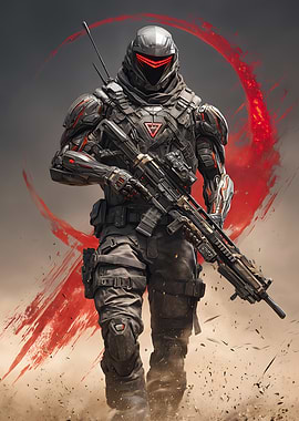 Futuristic Soldier with Rifle